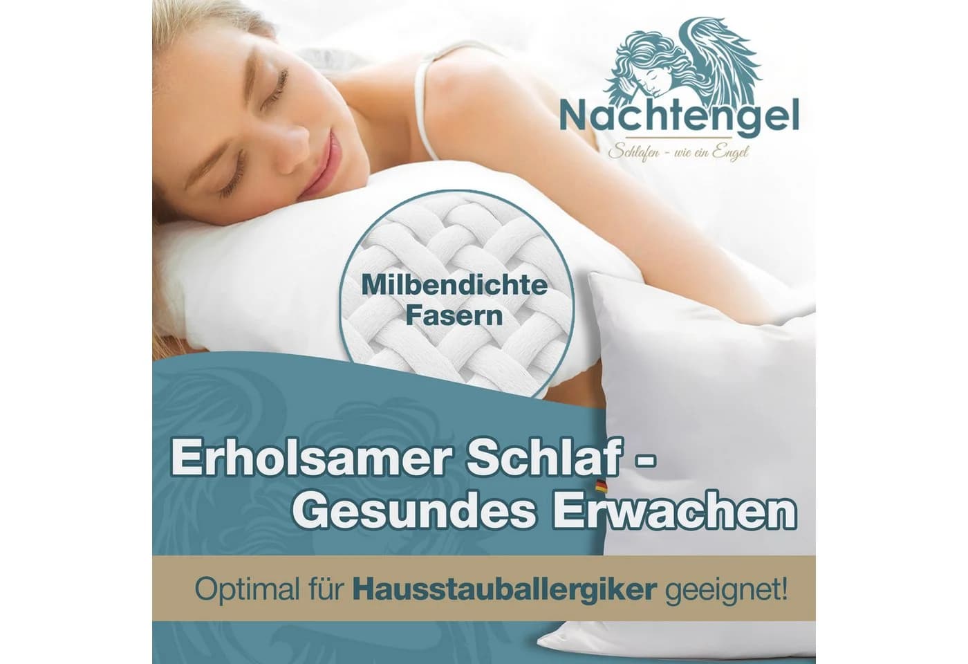 Nachtengel Daunenkissen 3-Kammer 40x80 Daunen & Federn