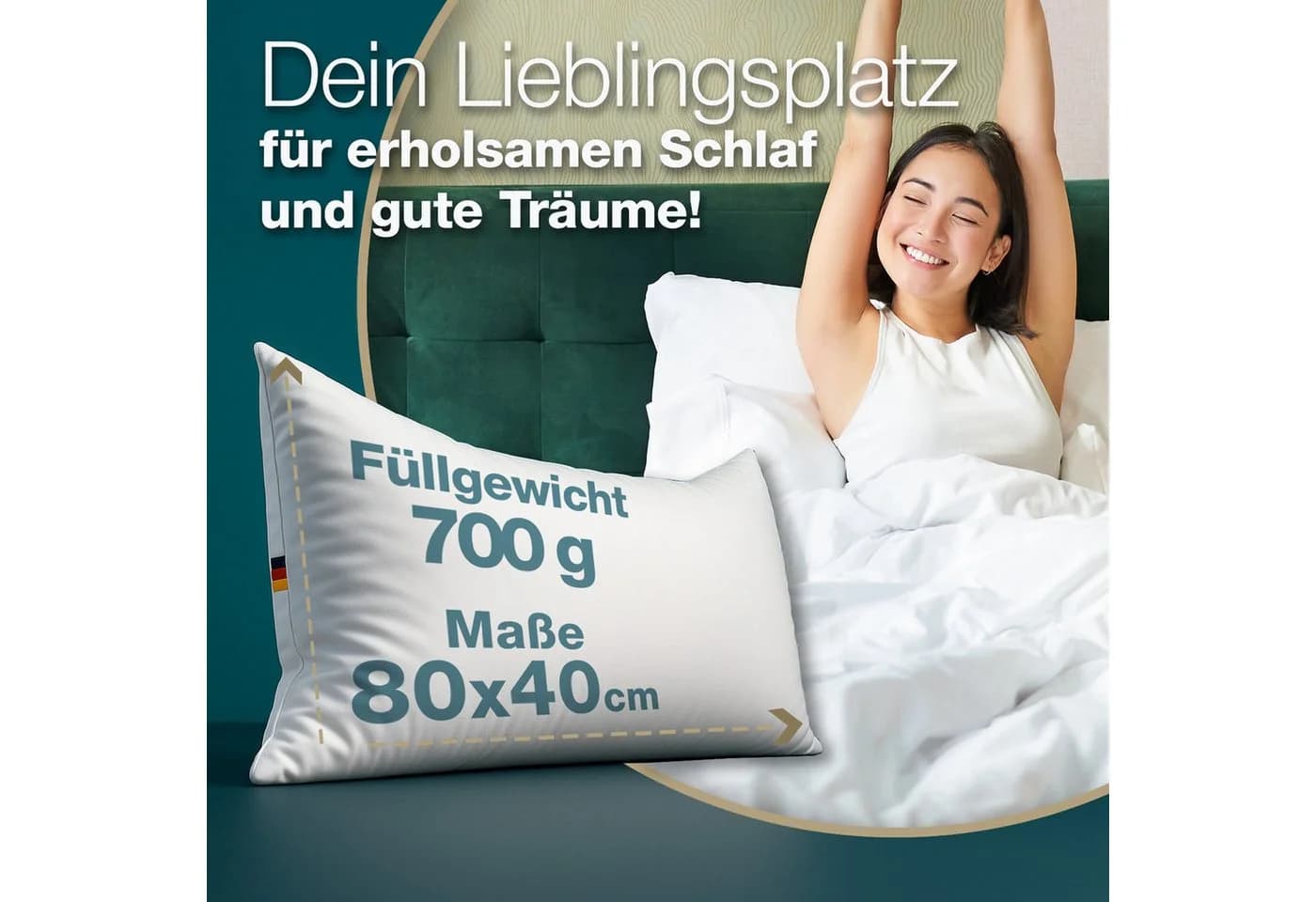 Nachtengel Daunenkissen 3-Kammer 40x80 Daunen & Federn - Bild 5