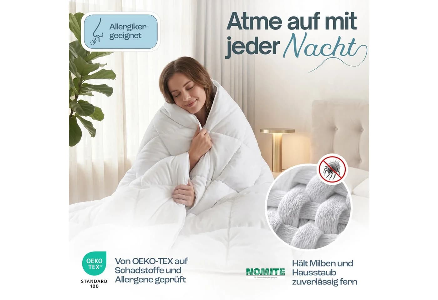 Nachtengel Daunenbettdecke Ganzjahresdecke 100% Baumwolle Weiß - Bild 3