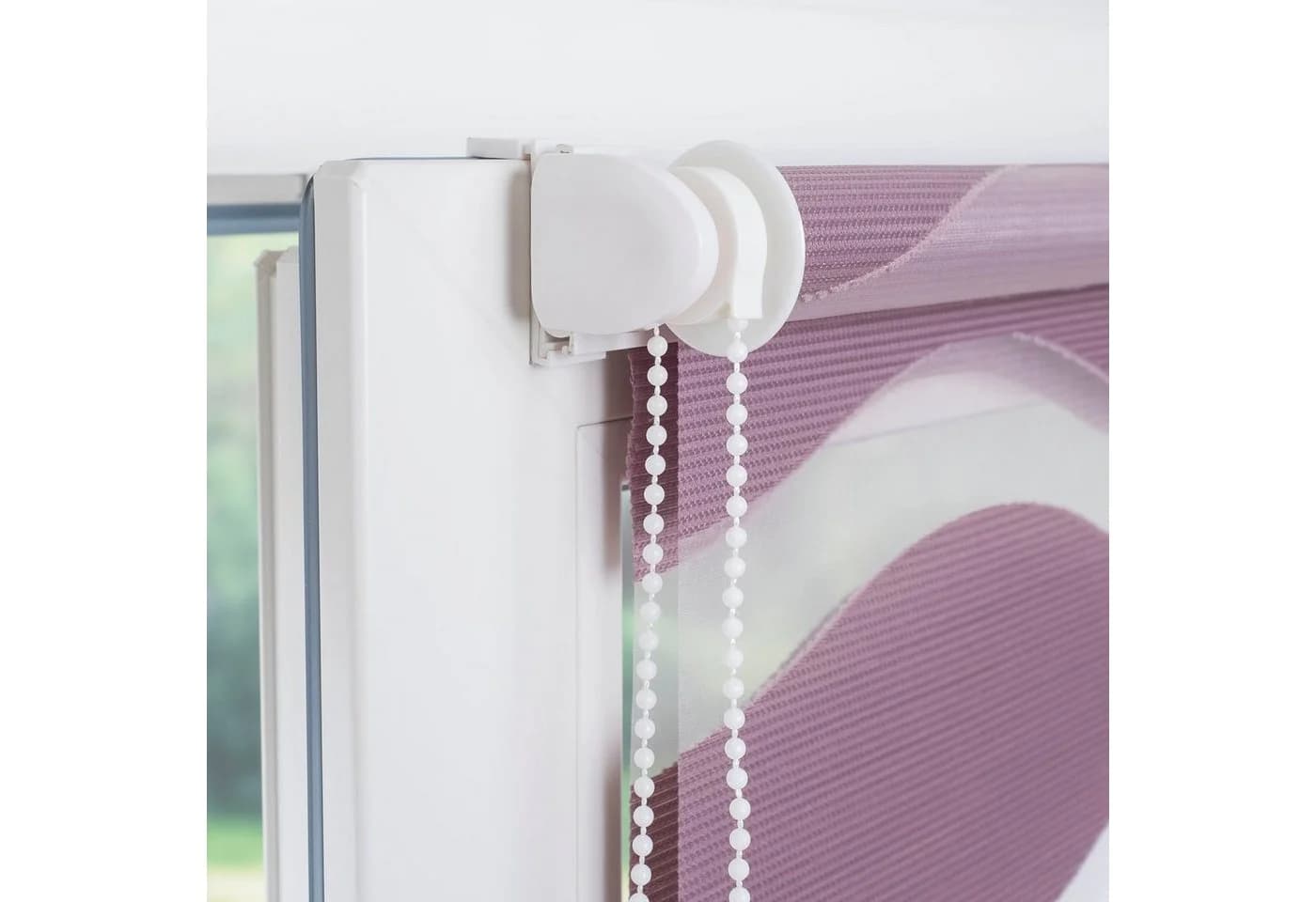 HOMBERA Doppelrollo Wellendesign Rosa Klemmfix - Bild 5