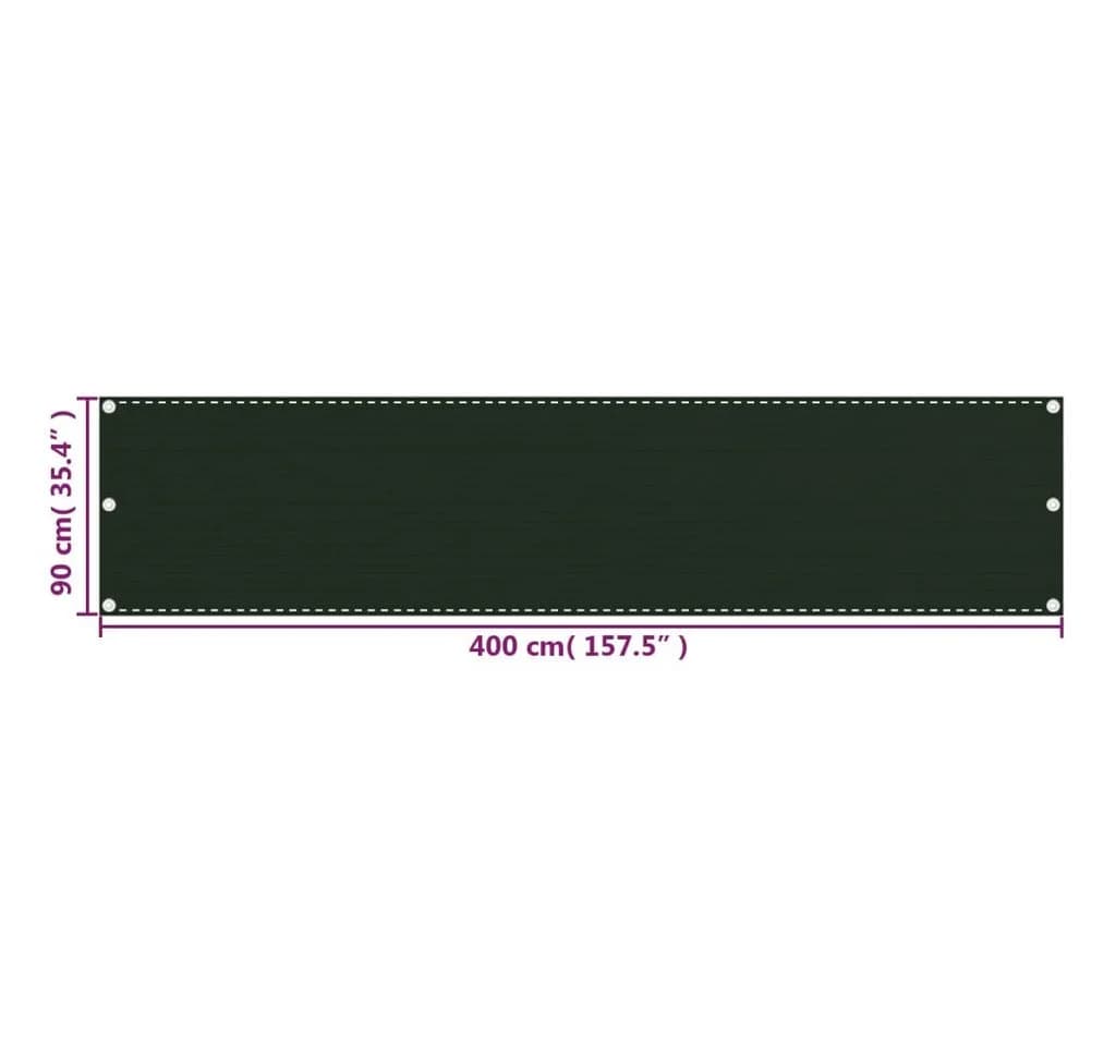 furnicato Balkonsichtschutz HDPE Balkonschirm 90 x 400 cm Dunkelgrün - Bild 5