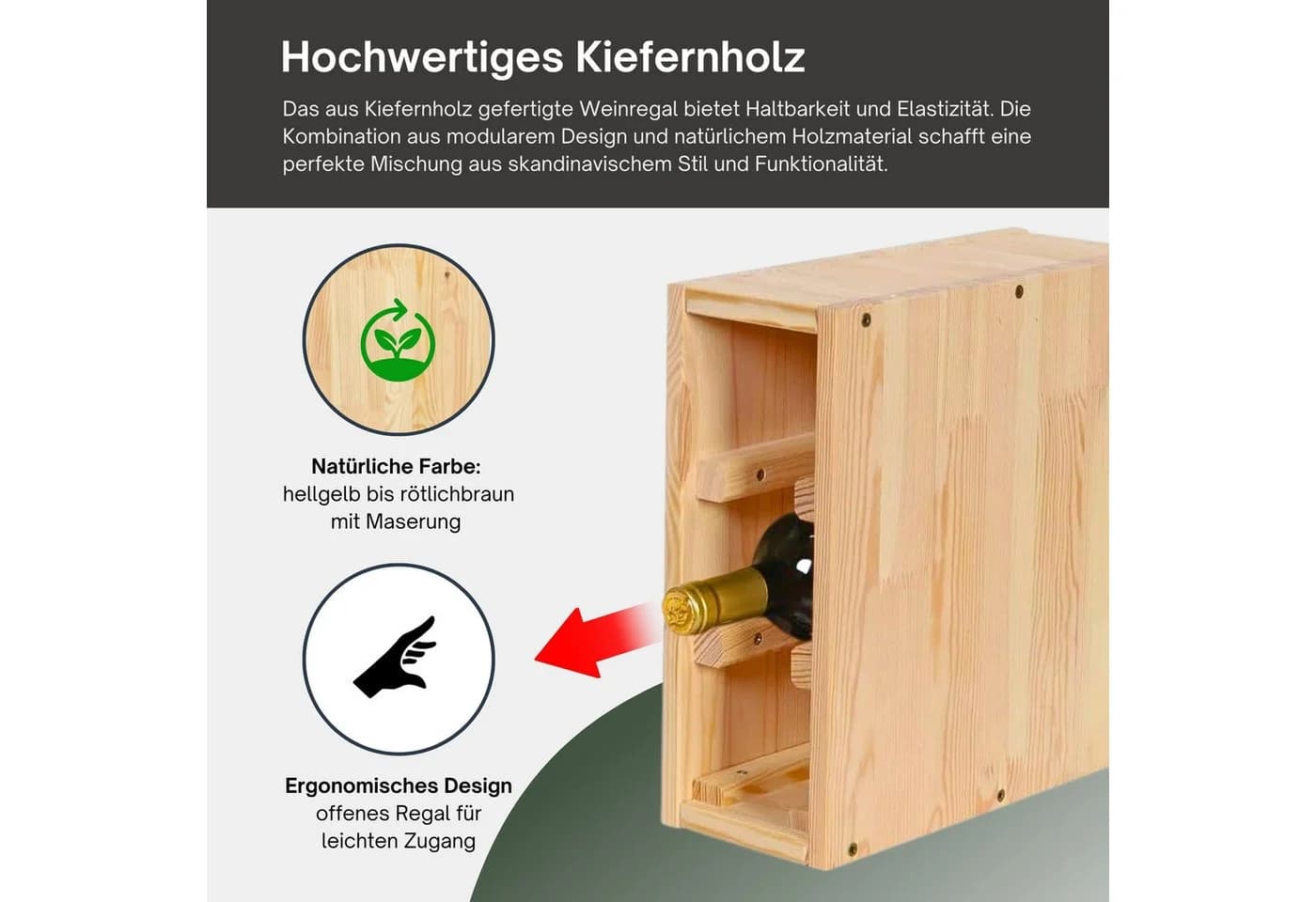 PROREGAL Weinregal VINCELLAR MOD Massivholz Kiefer Braun/Natur Modular - Bild 3