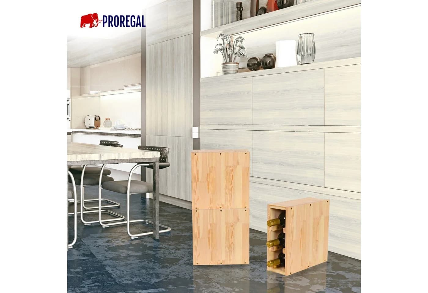 PROREGAL Weinregal VINCELLAR MOD Massivholz Kiefer Braun/Natur Modular - Bild 4