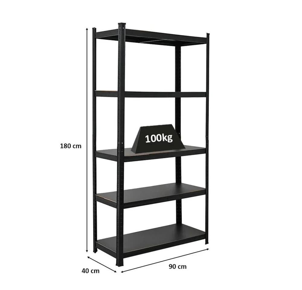 PROREGAL® Schwerlastregal RAGNAR Schwarz 5 Böden 100kg Fachlast - Bild 3