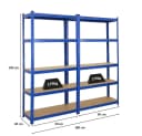 PROREGAL® Schwerlastregal MegaDeal 2x Kellerregal GORILLA 180x90x40cm Blau Bild 1