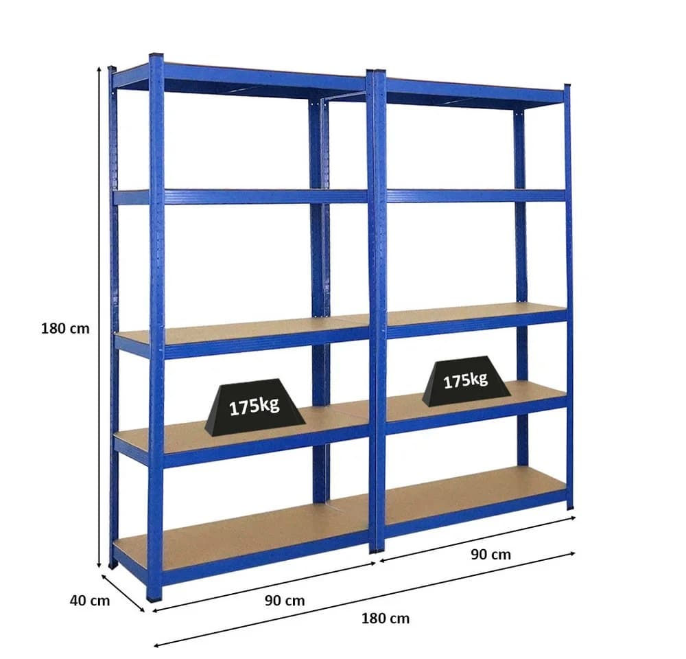 PROREGAL® Schwerlastregal MegaDeal 2x Kellerregal GORILLA 180x90x40cm Blau