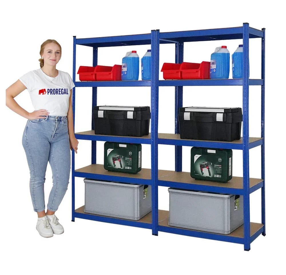 PROREGAL® Schwerlastregal MegaDeal 2x Kellerregal GORILLA 180x90x40cm Blau - Bild 3