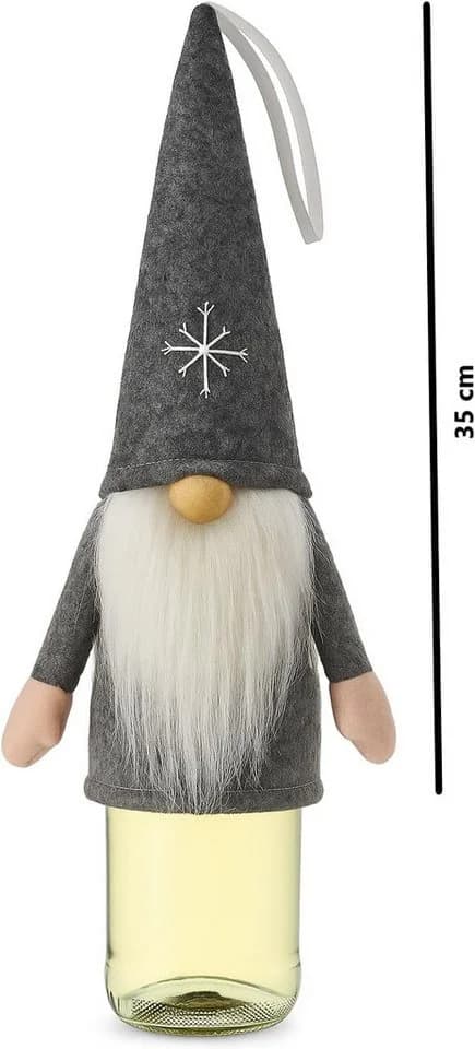 hausleben Flaschen-Wichtel Dekofigur 35 cm Grau Filz - Bild 3