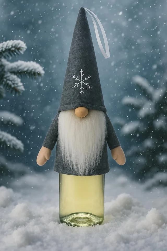 hausleben Flaschen-Wichtel Dekofigur 35 cm Grau Filz - Bild 4