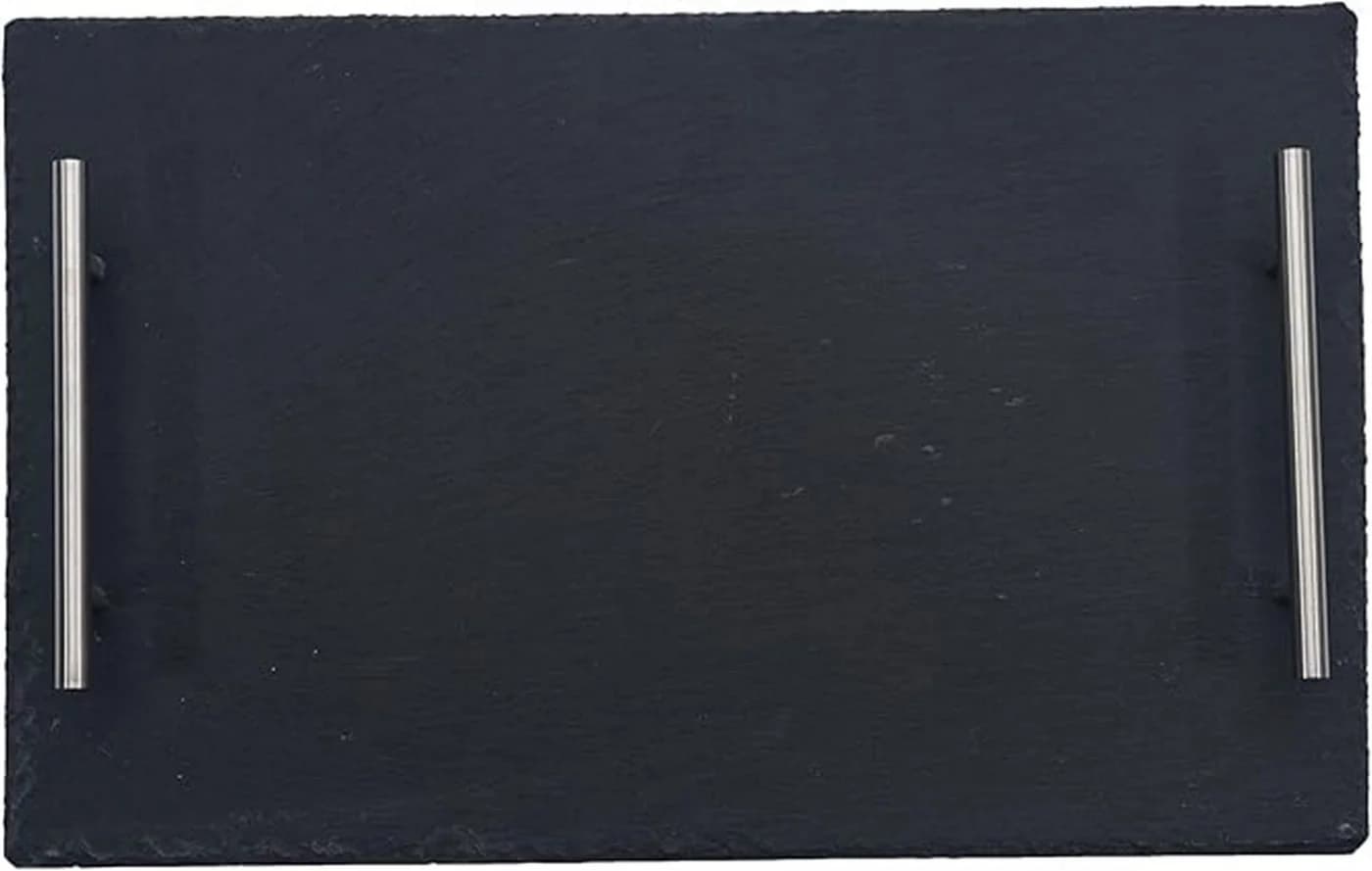 hausleben Servierplatte Schiefer 40x30 cm mit Edelstahlgriffen - Bild 2