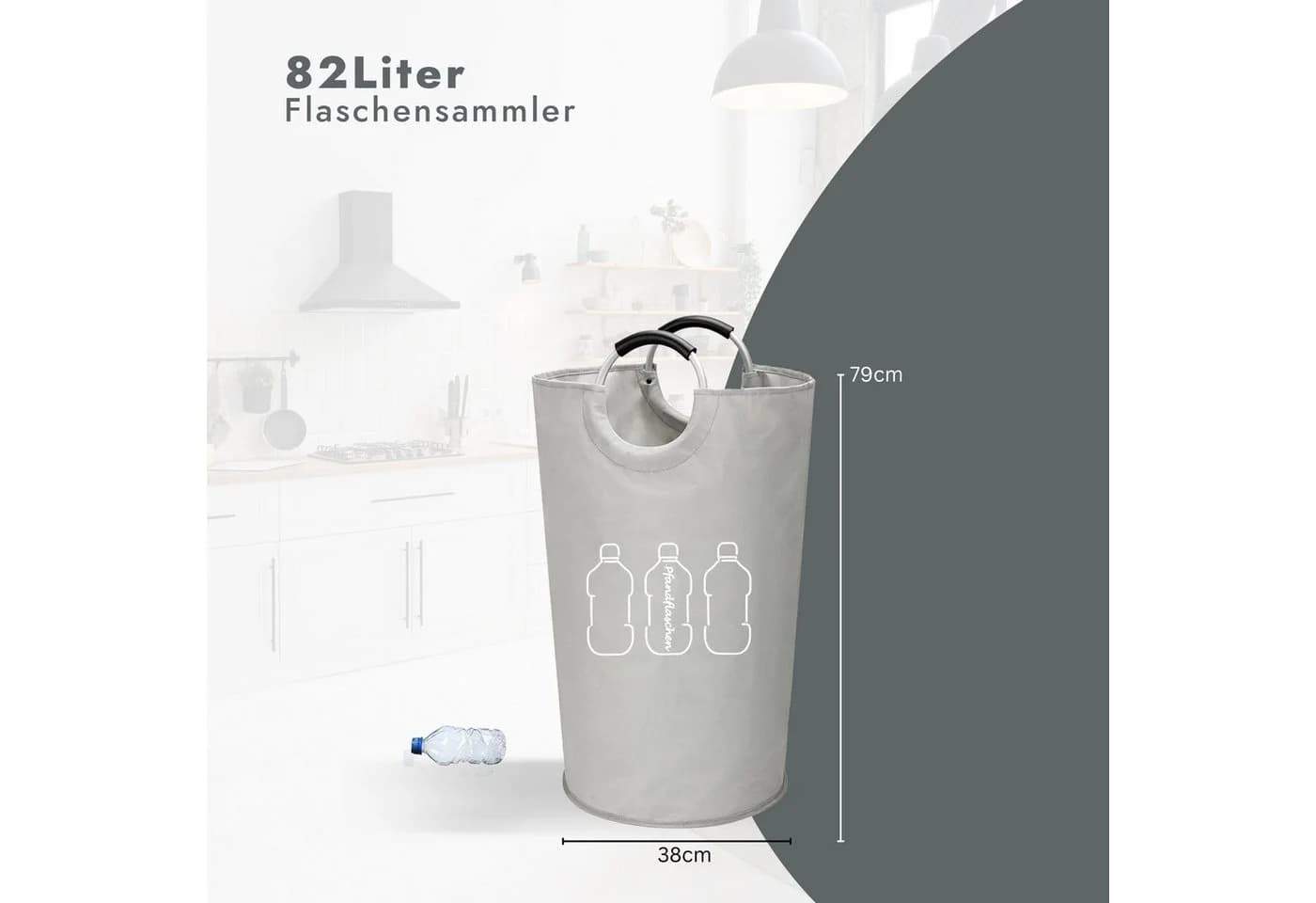 hausleben Flaschensammler 90L Aluminiumgriffe Faltbar Wasserabweisend