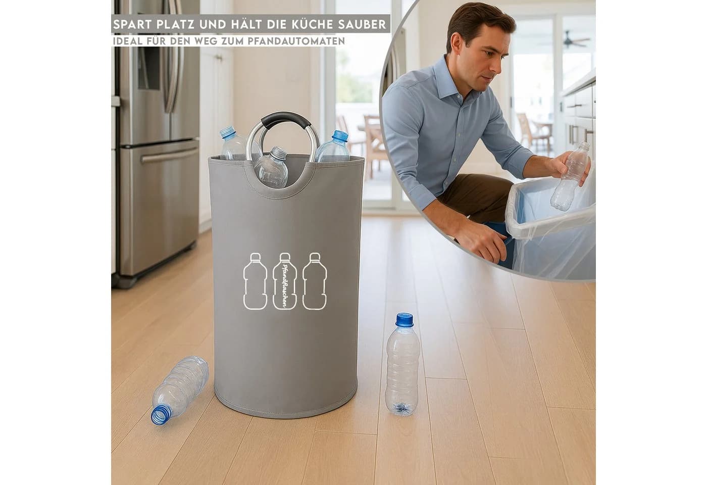 hausleben Flaschensammler 90L Aluminiumgriffe Faltbar Wasserabweisend - Bild 4