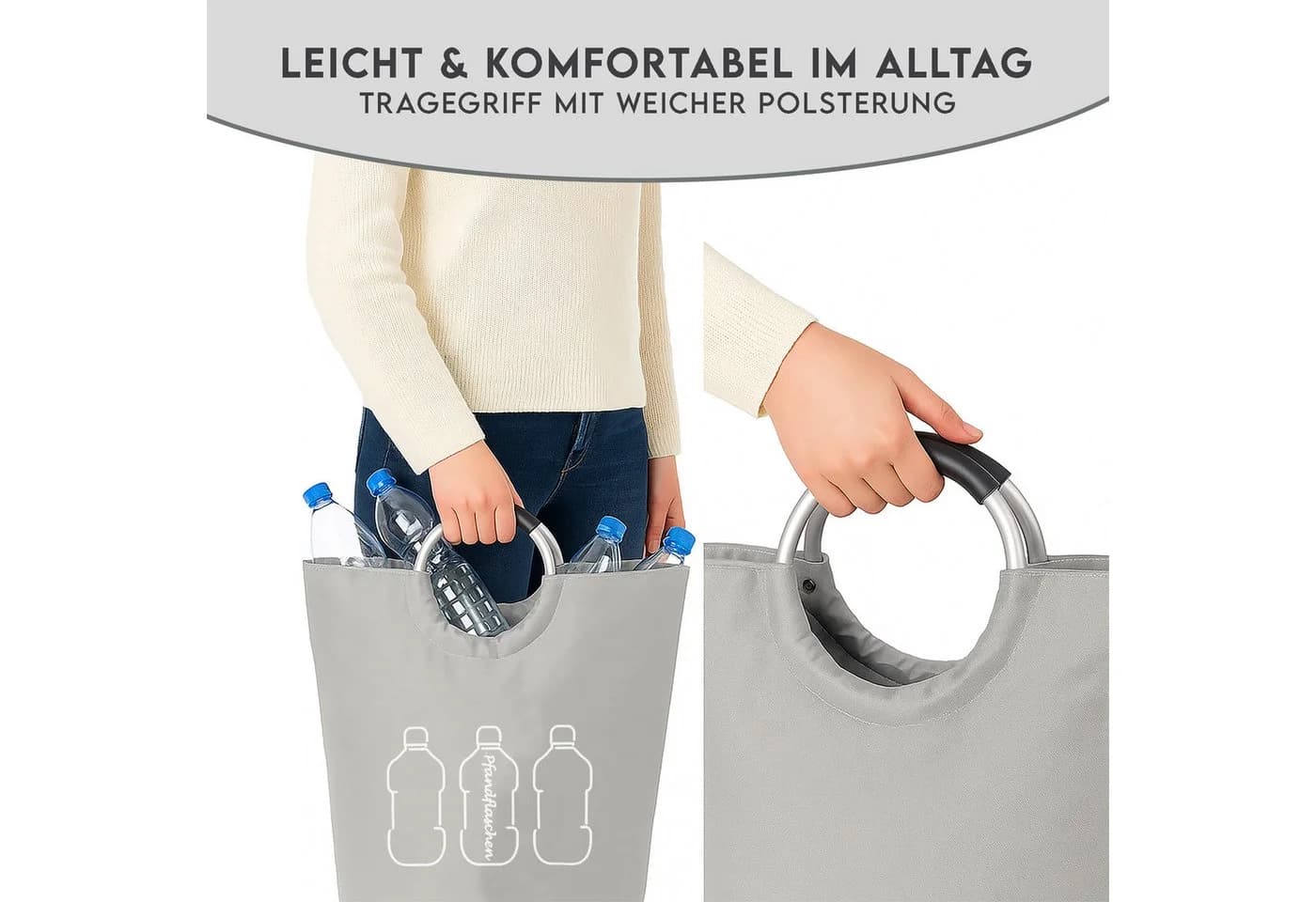 hausleben Flaschensammler 90L Aluminiumgriffe Faltbar Wasserabweisend - Bild 5