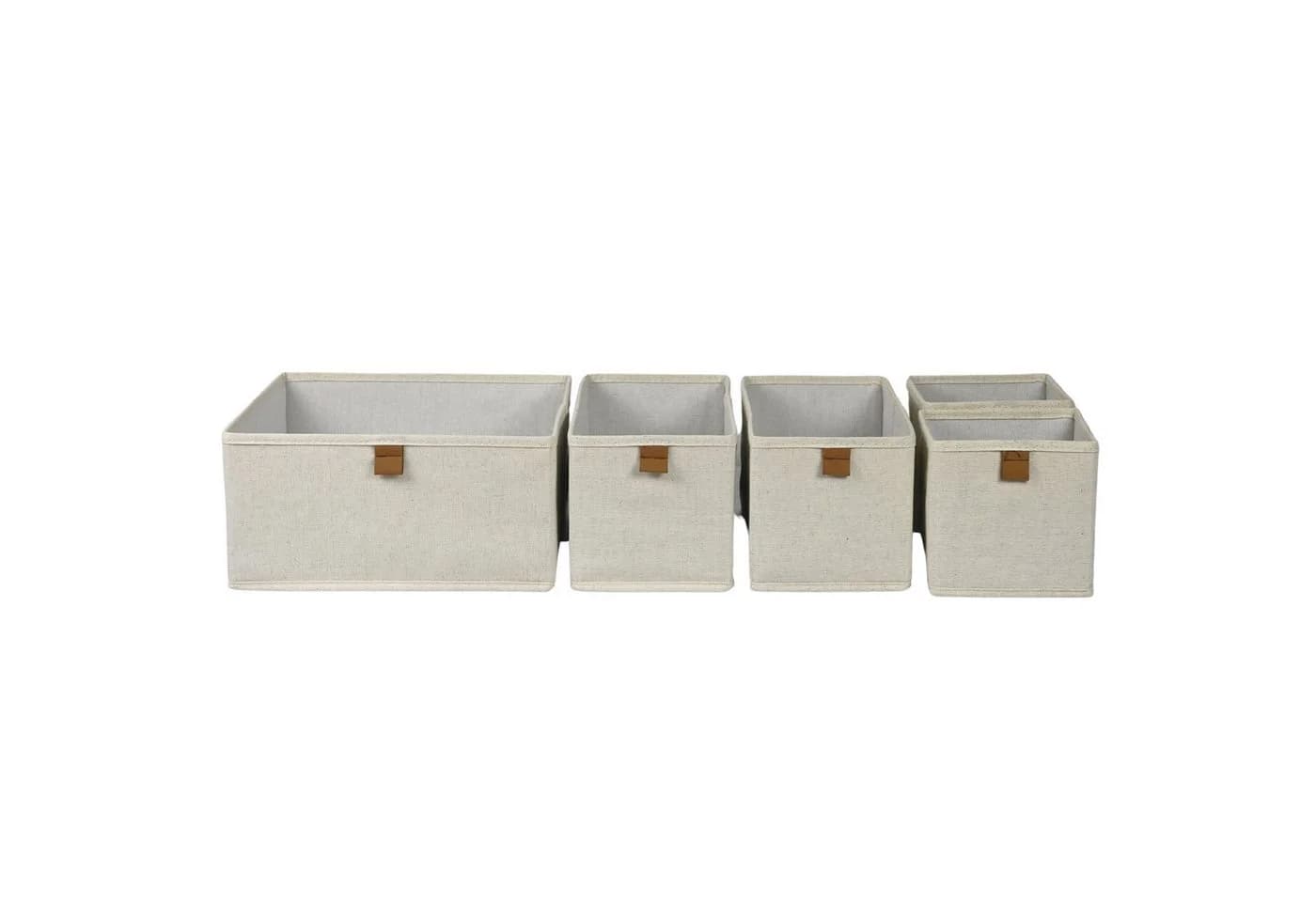 hausleben Aufbewahrungsbox 5er-Set Faltbar mit Griff Creme/Natur - Bild 2