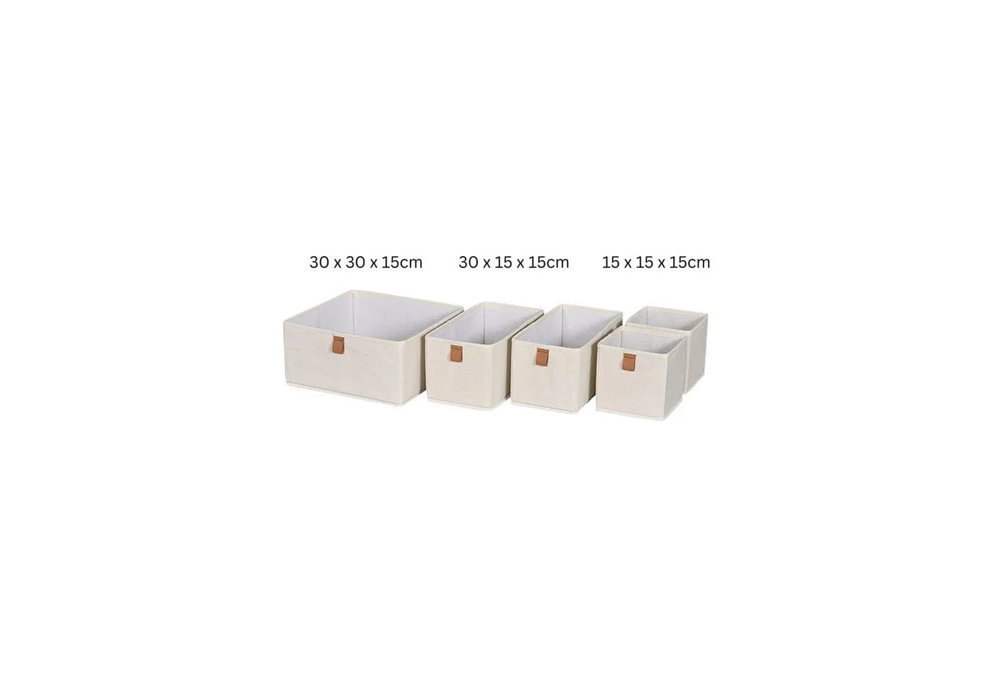 hausleben Aufbewahrungsbox 5er-Set Faltbar mit Griff Creme/Natur - Bild 3