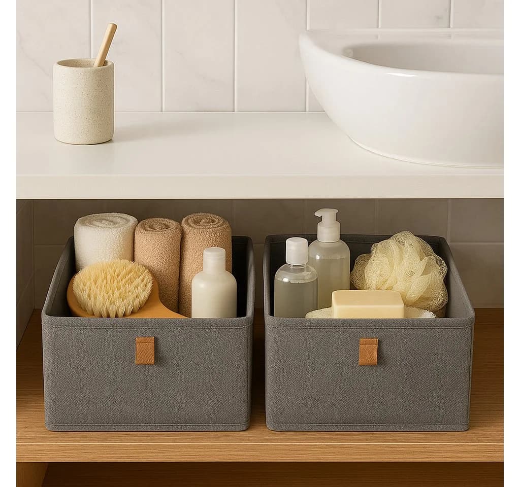 hausleben Organizer Aufbewahrungsboxen 2er Set Verstärkte Ordnungsboxen aus Leinen-Polyester