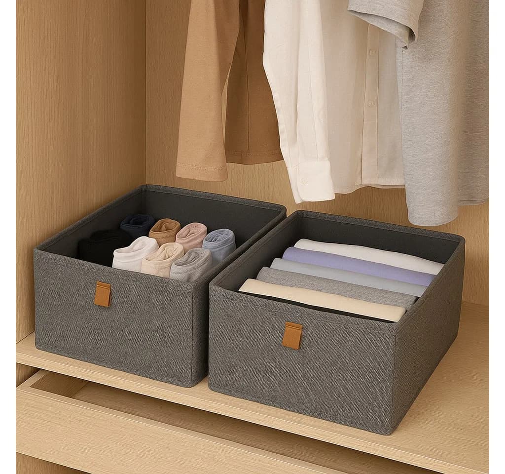 hausleben Organizer Aufbewahrungsboxen 2er Set Verstärkte Ordnungsboxen aus Leinen-Polyester - Bild 3