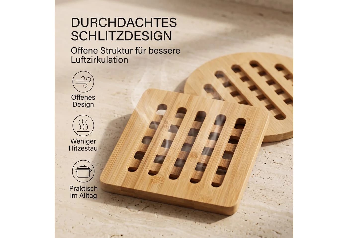hausleben Topfuntersetzer Bambus 4er Set Beige - Bild 3