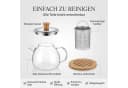 hausleben Teekanne Glas 1,5L mit Edelstahl-Sieb & Bambus-Unterteller Bild 3