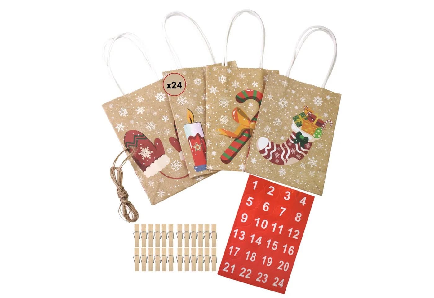 hausleben befüllbarer Adventskalender 24 Geschenktüten Kraftpapier 73-tlg - Bild 2