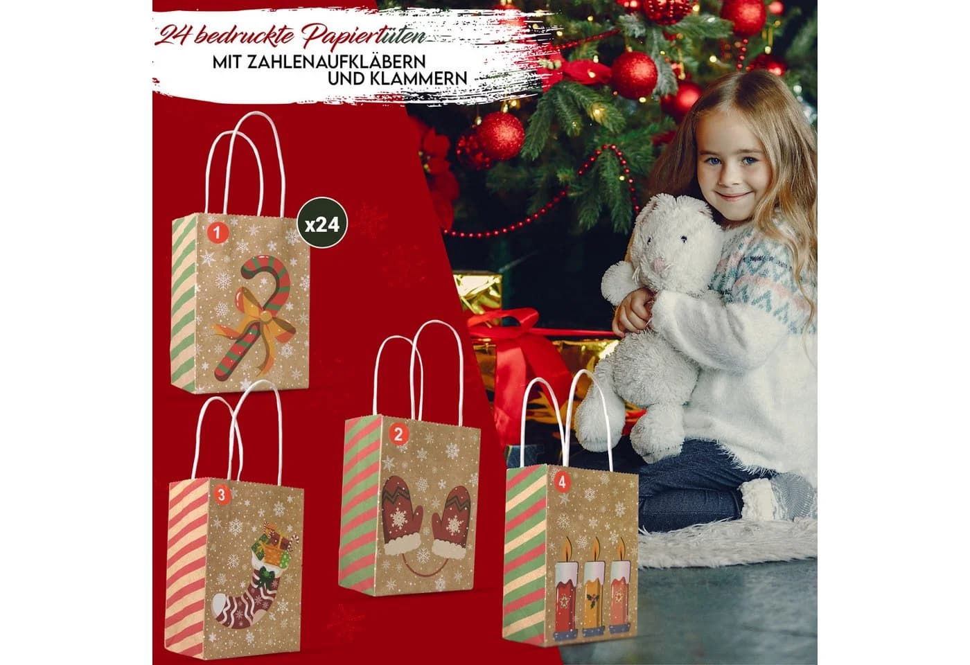 hausleben befüllbarer Adventskalender 24 Geschenktüten Kraftpapier 73-tlg - Bild 3