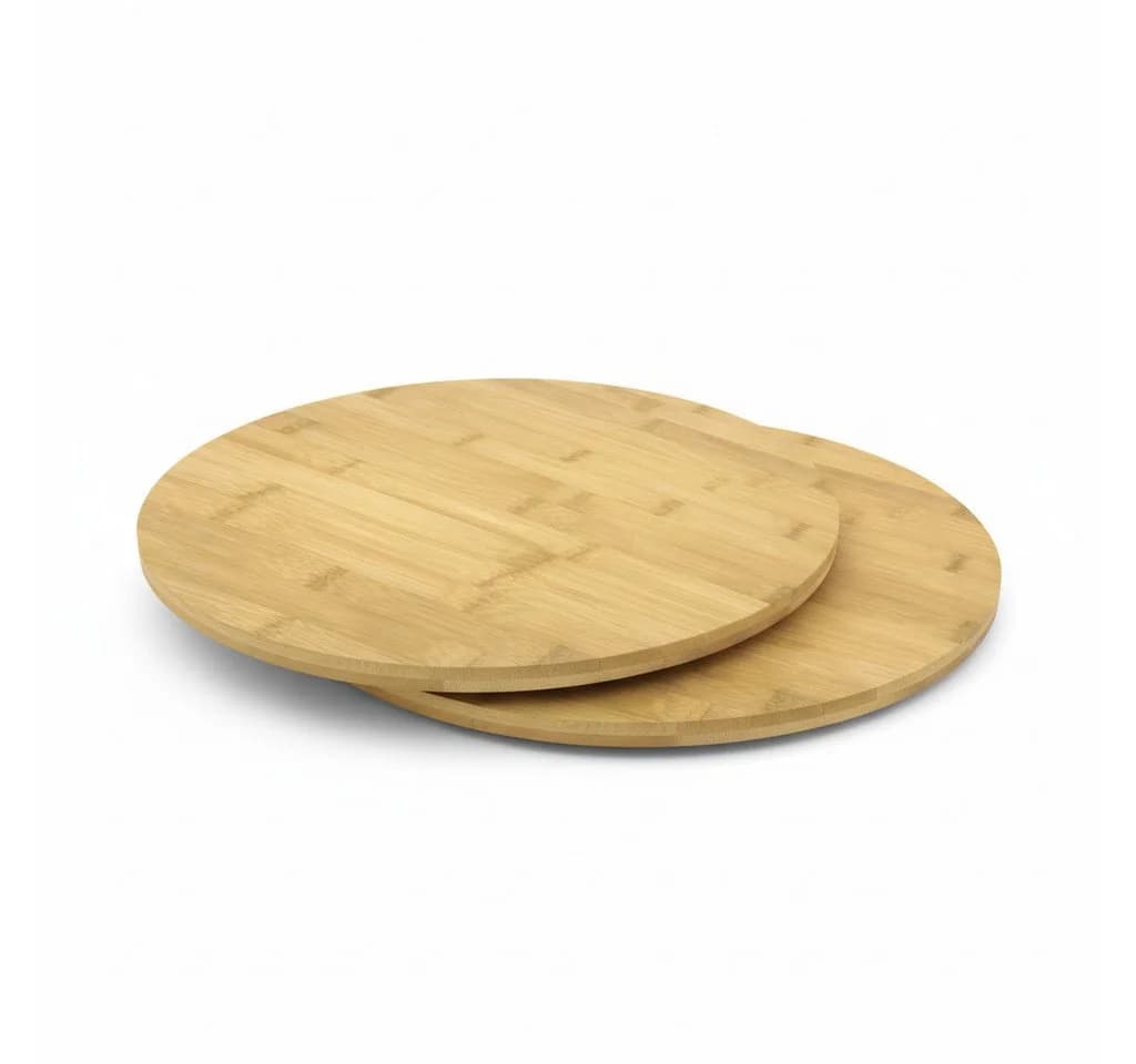 hausleben Pizzaschneidebrett Bambus 2er Set mit Griff und Schneiderillen - Bild 2