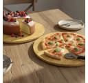 hausleben Pizzaschneidebrett Bambus 2er Set mit Griff und Schneiderillen Bild 4