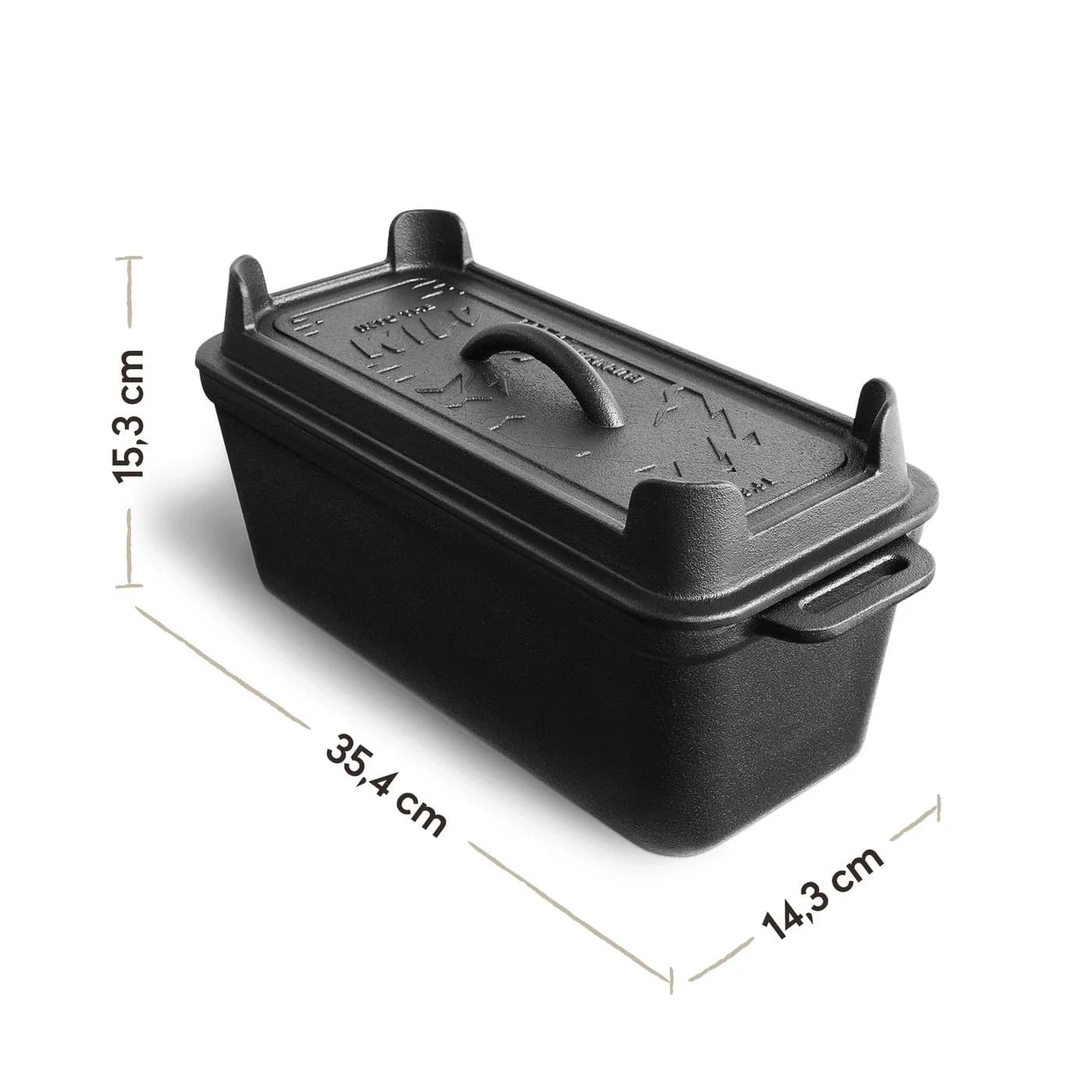 BURNHARD® Grilltopf Gusseisen Kastenform mit Deckel 3,5 l