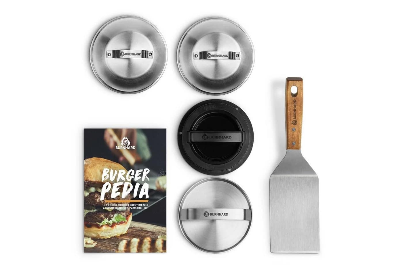 BURNHARD® Burgerpresse Ultimatives Burger-Set 6 tlg. Schwarz