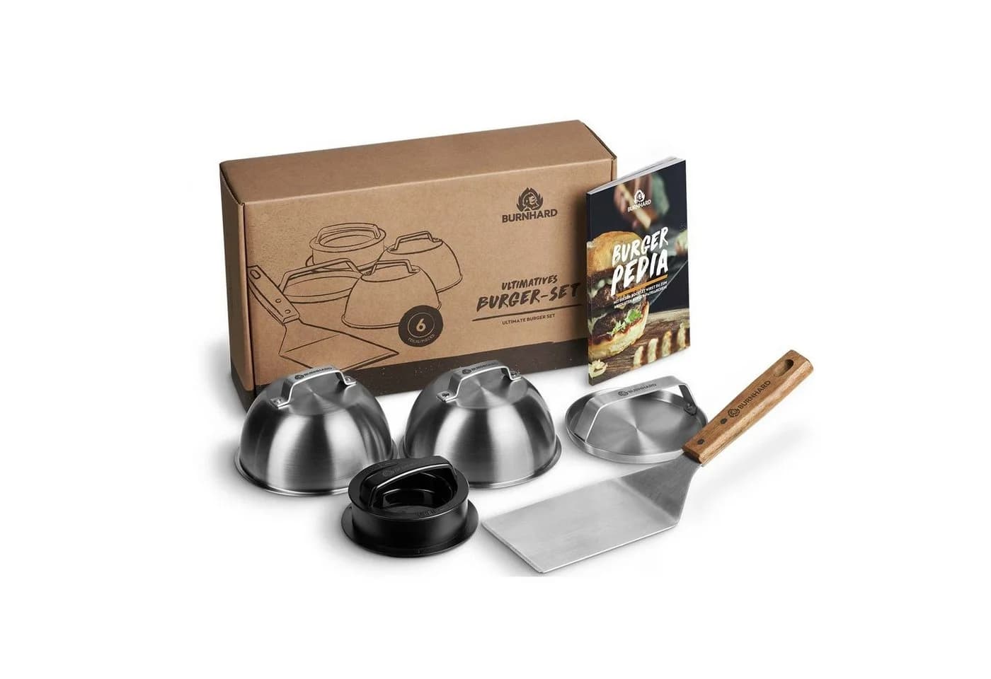 BURNHARD® Burgerpresse Ultimatives Burger-Set 6 tlg. Schwarz - Bild 2