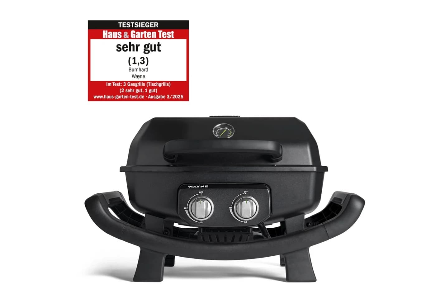BURNHARD® Gasgrill WAYNE 2-Brenner Tragbar Schwarz - Bild 2