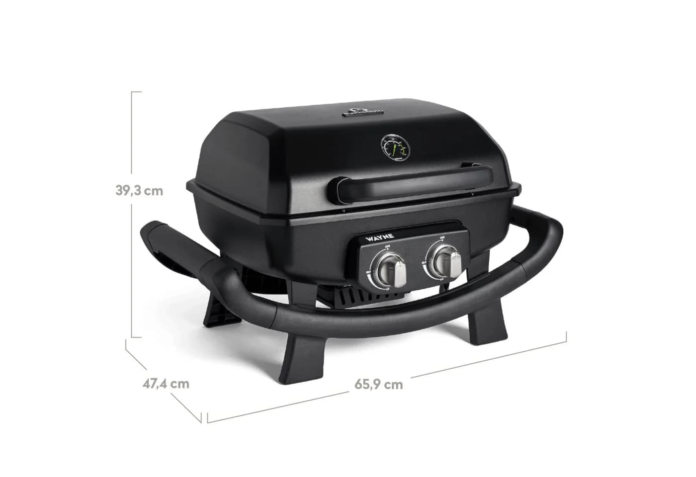 BURNHARD® Gasgrill WAYNE 2-Brenner Tragbar Schwarz - Bild 3