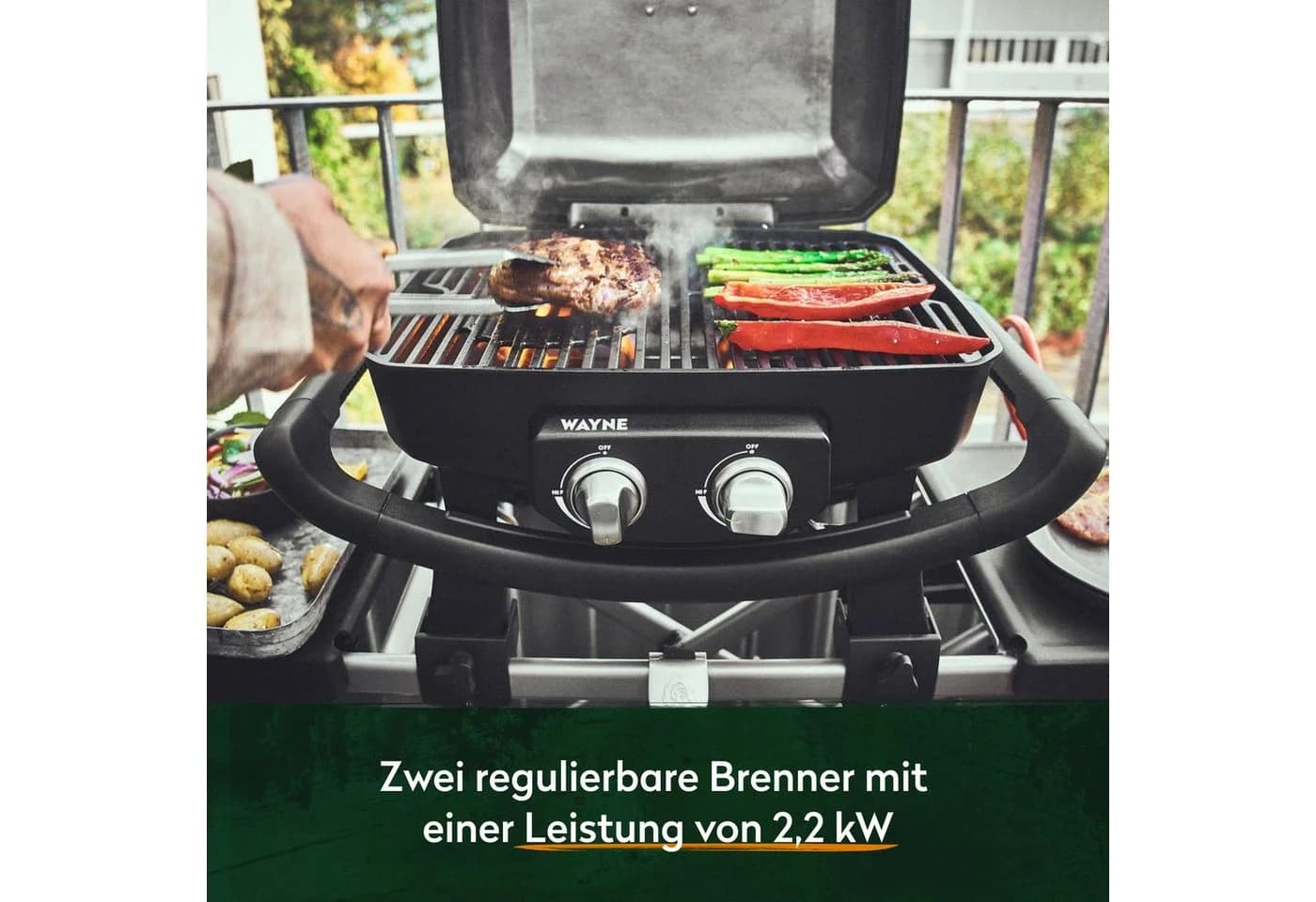 BURNHARD® Gasgrill WAYNE 2-Brenner Tragbar Schwarz - Bild 4