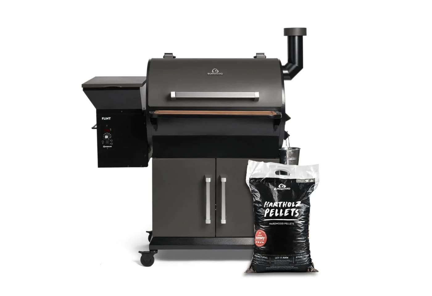 BURNHARD® Smoker FLINT Schwarz mit Akazienholz-Schneidebrett - Bild 2