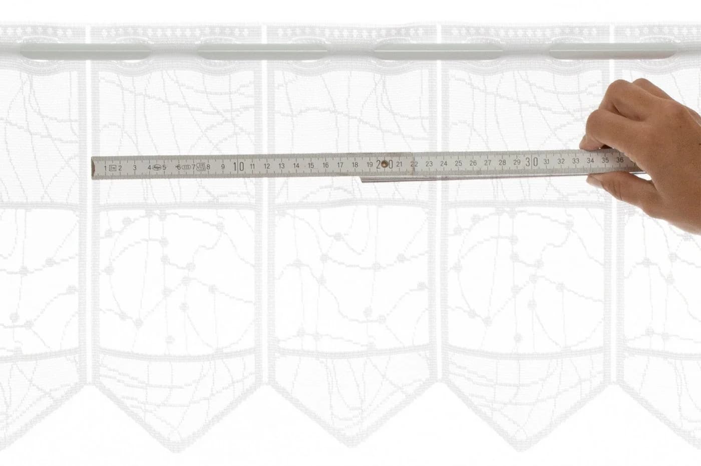Gardinen Kranzusch Scheibengardine Jacquard mit verschlungenen Linien, Stangendurchzug, transparent, Stablöcher - Bild 3