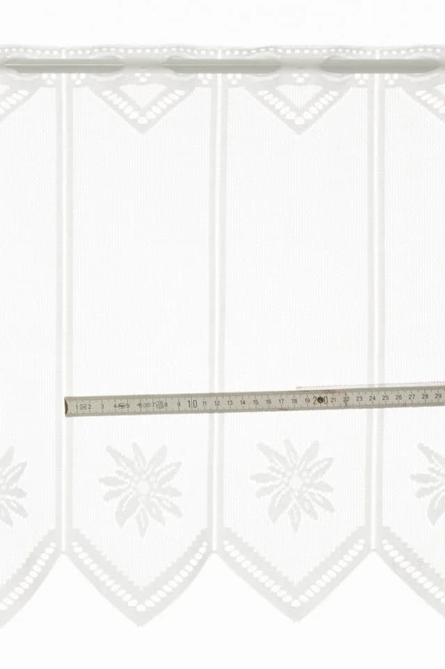 Gardinen Kranzusch Scheibengardine Jacquard Edelweiß Stangendurchzug Weiß - Bild 3