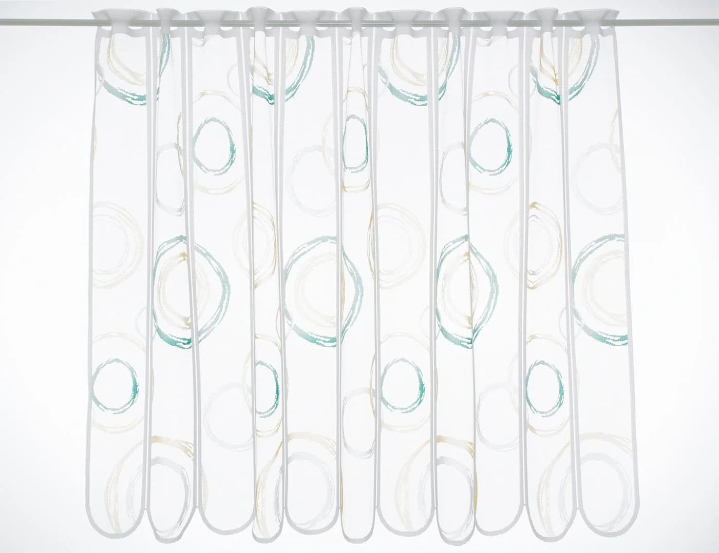 Gardinen Kranzusch Scheibengardine Kringel Transparent Weiß/Grün/Gelb - Bild 2