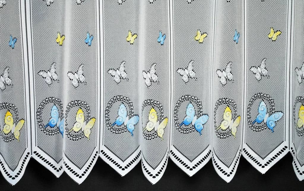 Gardinen Kranzusch Scheibengardine Schmetterlinge Transparent Weiß Blau Gelb - Bild 3