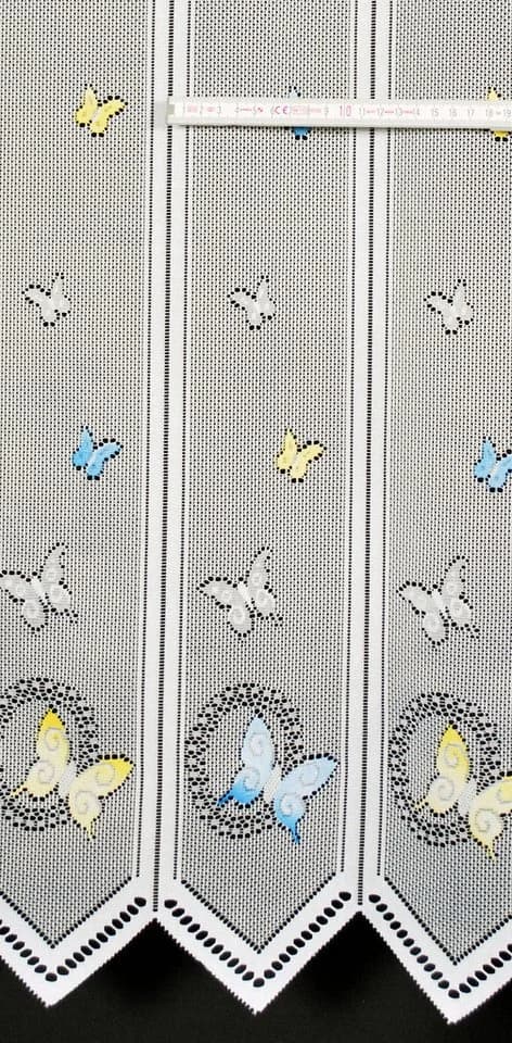 Gardinen Kranzusch Scheibengardine Schmetterlinge Transparent Weiß Blau Gelb - Bild 4