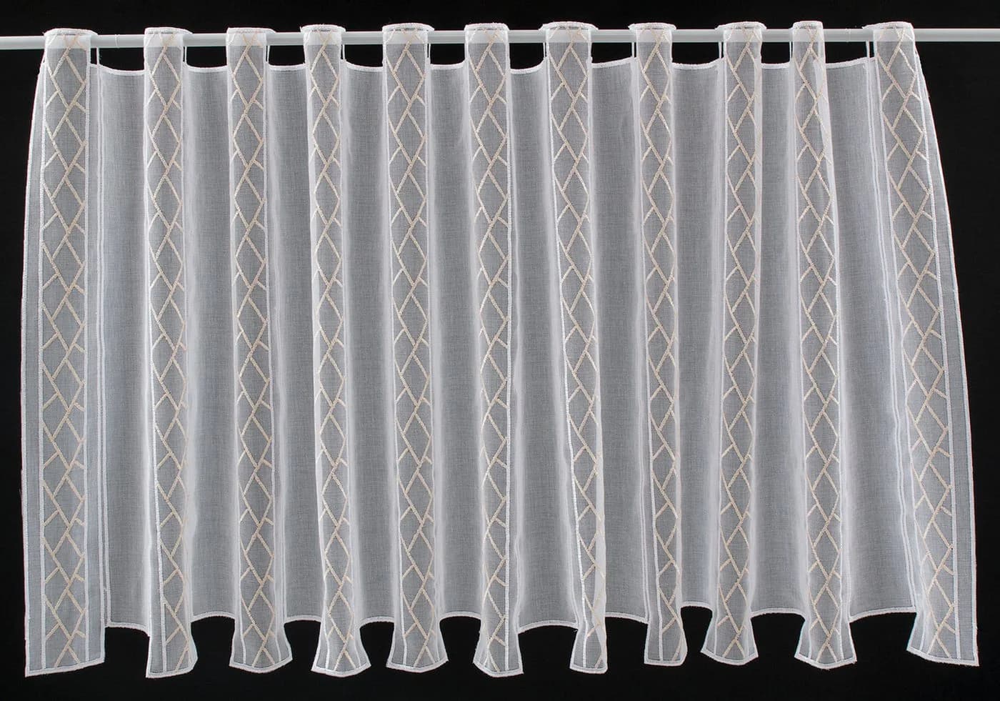 Gardinen Kranzusch Scheibengardine Beige/Weiß Transparent Bestickt - Bild 2
