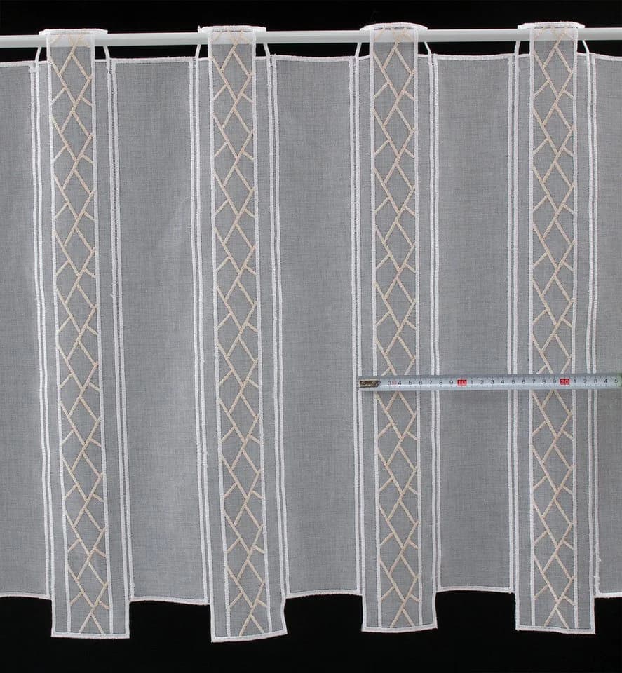 Gardinen Kranzusch Scheibengardine Beige/Weiß Transparent Bestickt - Bild 3
