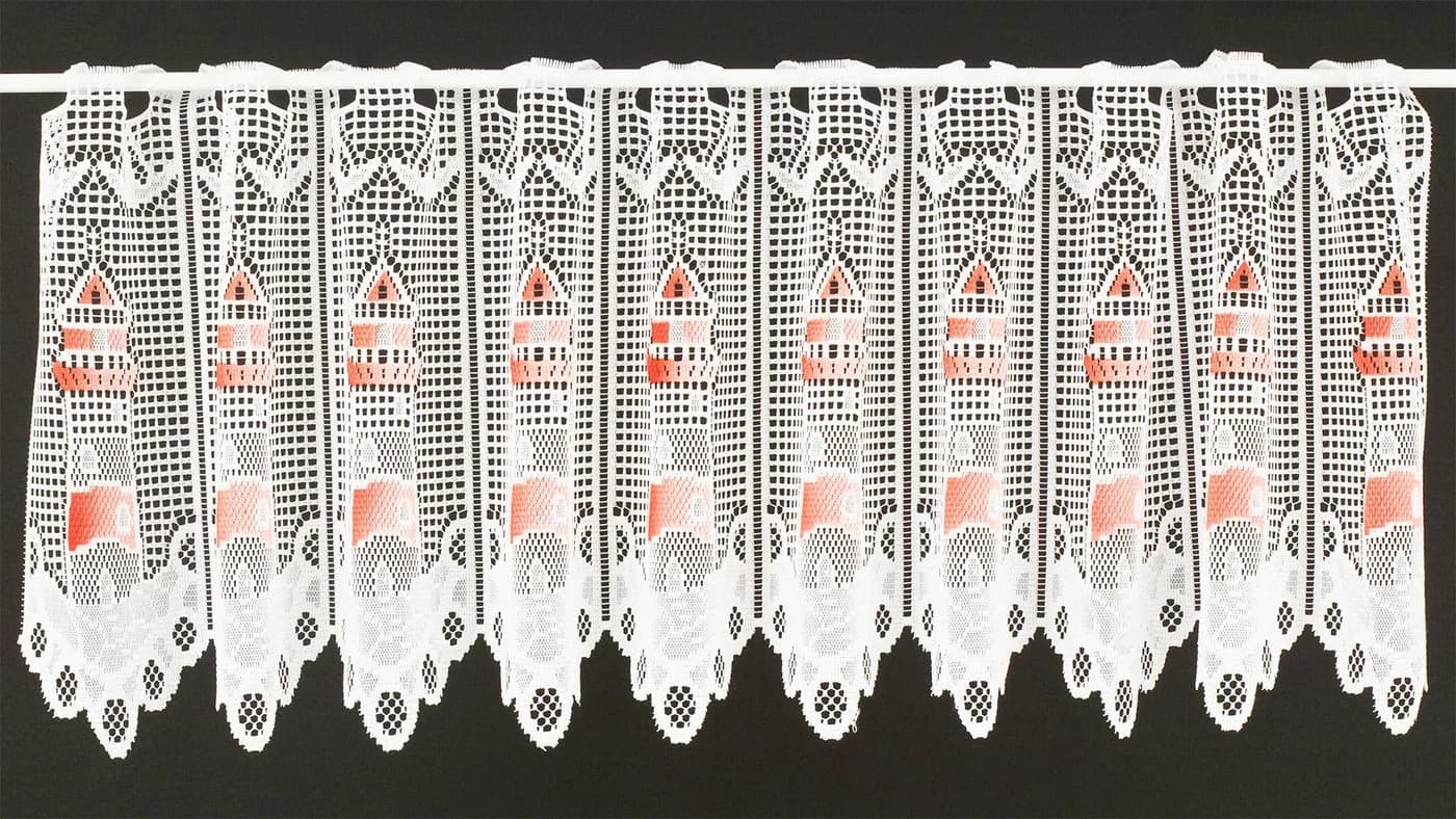 Gardinen Kranzusch Scheibengardine Leuchtturm Rot/Weiß Jacquard - Bild 2