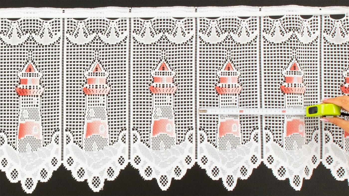 Gardinen Kranzusch Scheibengardine Leuchtturm Rot/Weiß Jacquard - Bild 4