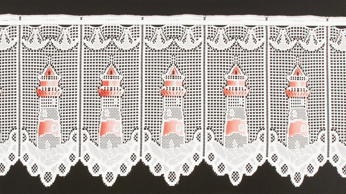 Gardinen Kranzusch Scheibengardine Leuchtturm Rot/Weiß Jacquard - Bild 5