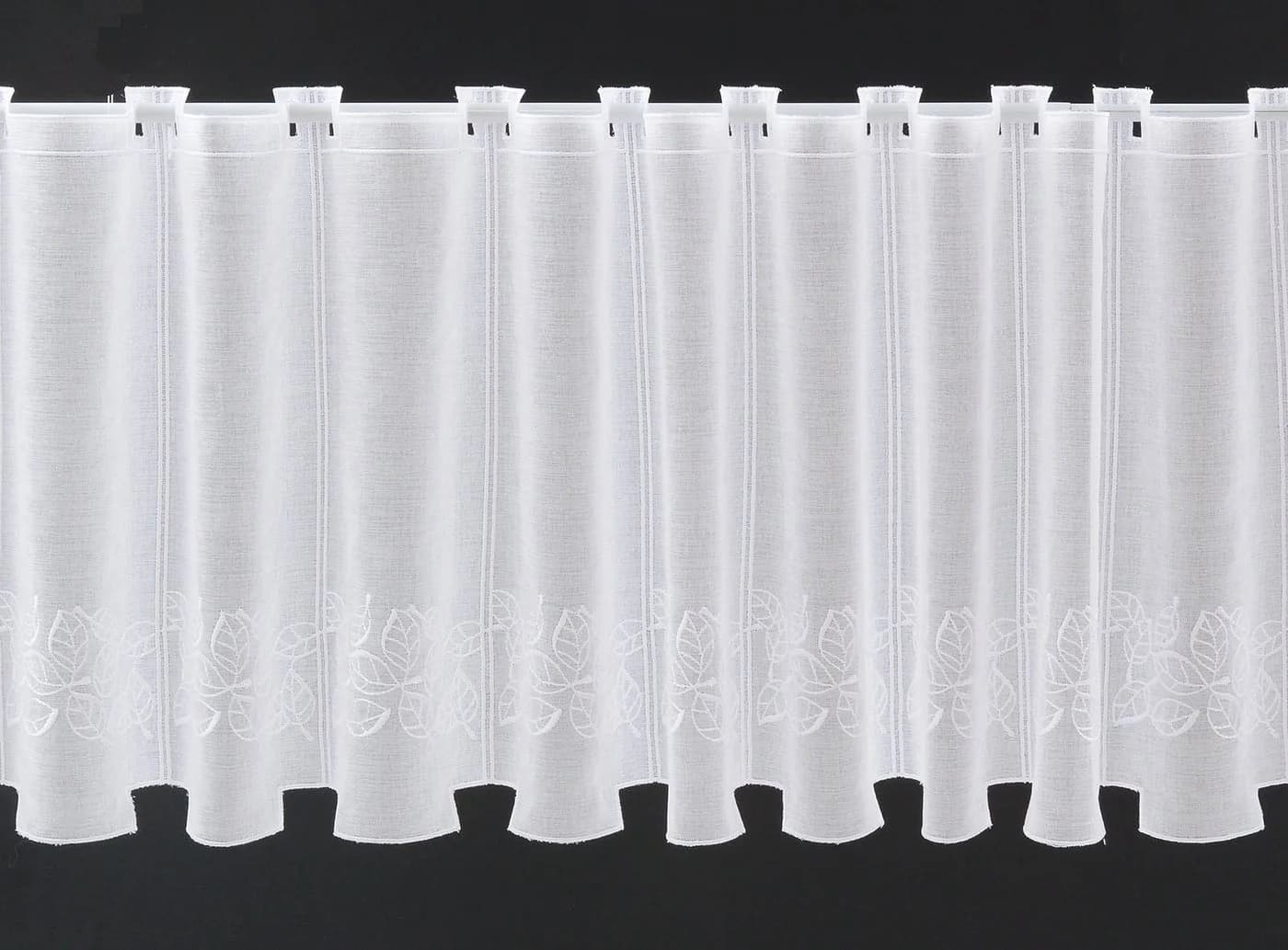 Gardinen Kranzusch Scheibengardine bestickte Blätter transparent weiß - Bild 2