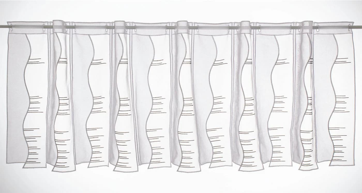 Gardinen Kranzusch Scheibengardine Streifen Weiß/Anthrazit Transparent - Bild 2