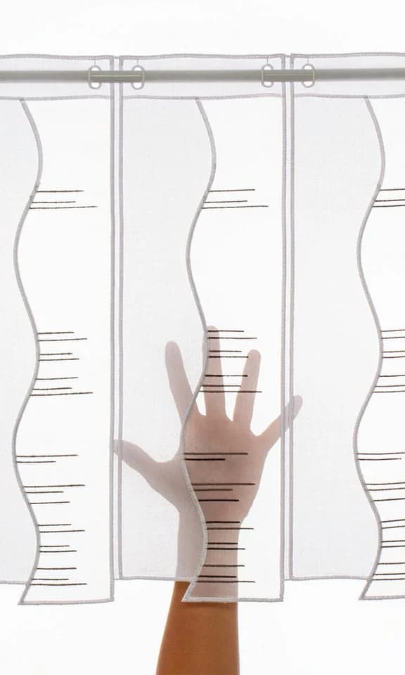 Gardinen Kranzusch Scheibengardine Streifen Weiß/Anthrazit Transparent - Bild 4