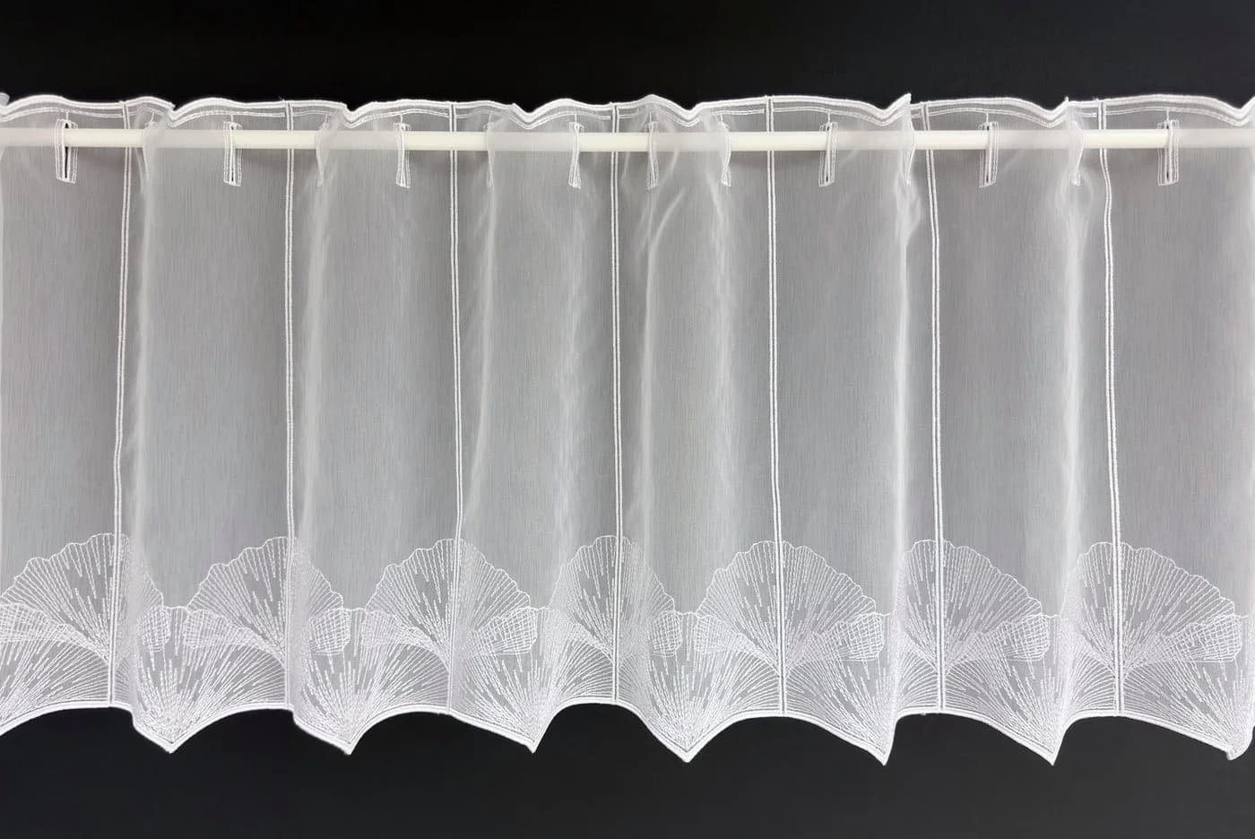 Gardinen Kranzusch Scheibengardine Ginkgo Blatt Transparent Weiß