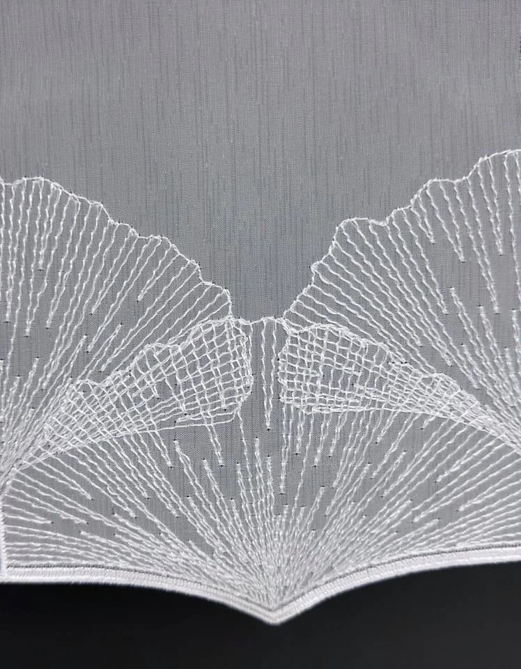 Gardinen Kranzusch Scheibengardine Ginkgo Blatt Transparent Weiß - Bild 4
