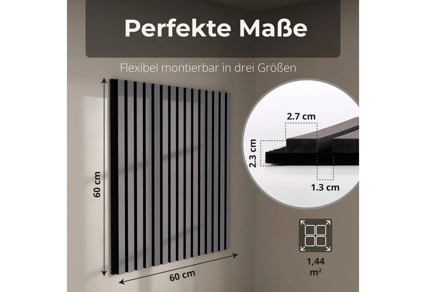 Dalsys Akustikpaneele 4-tlg. Grau 3D Lamellen Wandverkleidung